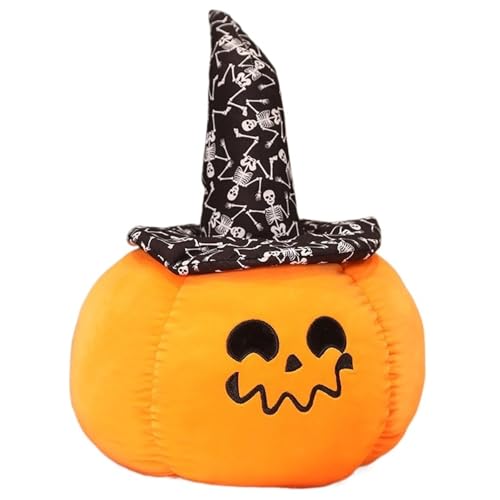 Halloween Kürbis Kissen Plüsch, Kuscheltier Dekokissen Mit Hut Weiches Stofftier Dekokissen Süßes Plüschtier Kuschelkissen Zum Spielen(Black,60cm/23.9in) von KUKUShining