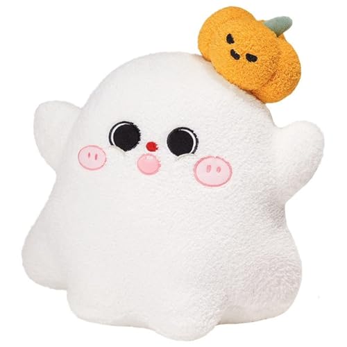 Halloween Kürbis Plüsch, Süßes Kürbisgeist Kürbiskissen Geister Plüschtier Kissen Dekokissen Für Party Schlafzimmerdekoration(Ghost) von KUKUShining