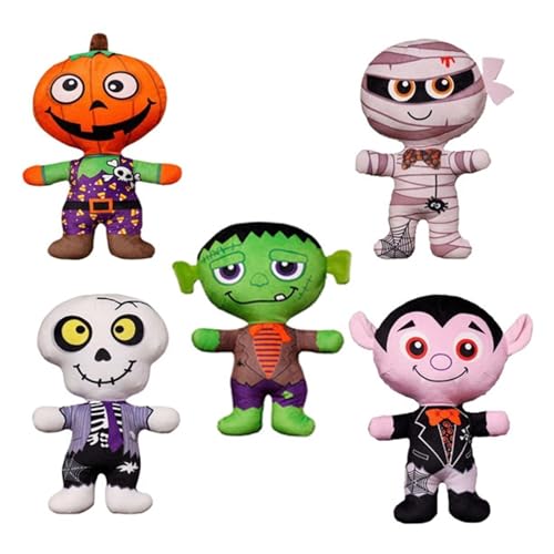 Halloween Kuscheltier, Süßes Plüsch Kürbis Skelett Ausgestopftes Stofftier Weiches Geister Mumien Plüschtier Wurfkissen for Kinder(5PCS) von KUKUShining