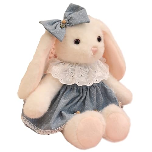 Hase Kuscheltier, Weich Plüschtier Stofftier Puppe Mit Kuschelrock Schlappohr Kaninchen Plüsch Spielzeug Für Kinder(Blue) von KUKUShining