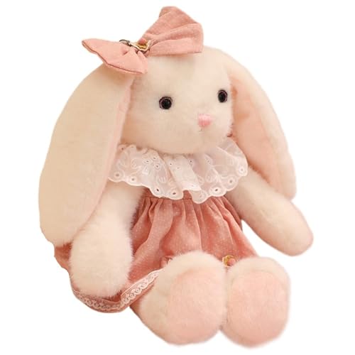 Hase Kuscheltier, Weich Plüschtier Stofftier Puppe Mit Kuschelrock Schlappohr Kaninchen Plüsch Spielzeug Für Kinder(Pink) von KUKUShining