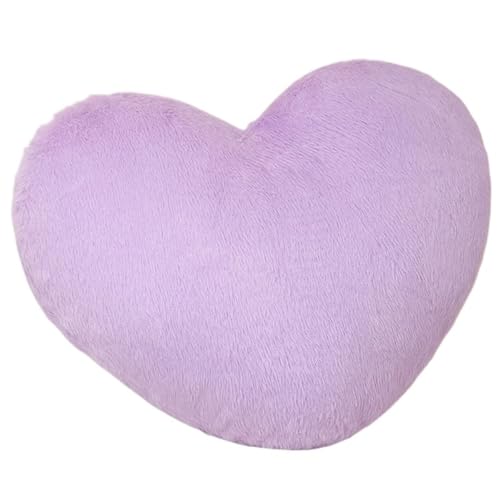 Herz Plüsch Kissen, Herzkissen Dekoratives Kuschelkissen Herzform Dekokissen Flauschiges Plüschtier Für Schlafzimmer Stuhl Sofa(Purple) von KUKUShining