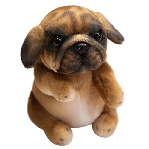 Hunde Plüschtier, Süßer Welpe Kuscheltier Puppen Weicher Mops Flauschiges Plüschtier for Kinder Jungen Geburtstagsdekoration(Dark Brown) von KUKUShining