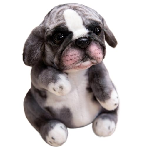 Hunde Plüschtier, Süßer Welpe Kuscheltier Puppen Weicher Mops Flauschiges Plüschtier for Kinder Jungen Geburtstagsdekoration(Gray) von KUKUShining