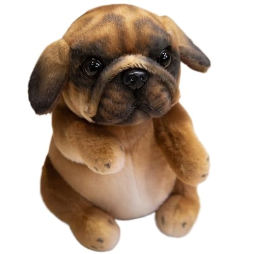 Hunde Plüschtier, Süßer Welpe Kuscheltier Puppen Weicher Mops Flauschiges Plüschtier for Kinder Jungen Geburtstagsdekoration(Light Brown) von KUKUShining