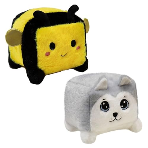 Husky Plüschtier, Süße Kuscheltier Hund Stofftier Puppe Weiches Plüschkissen Welpe Plüsch Spielzeug Heimdekoration Geschenk Für Kinder(2PCS) von KUKUShining