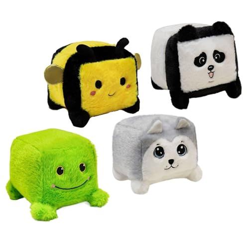 Husky Plüschtier, Süße Kuscheltier Hund Stofftier Puppe Weiches Plüschkissen Welpe Plüsch Spielzeug Heimdekoration Geschenk Für Kinder(4PCS) von KUKUShining