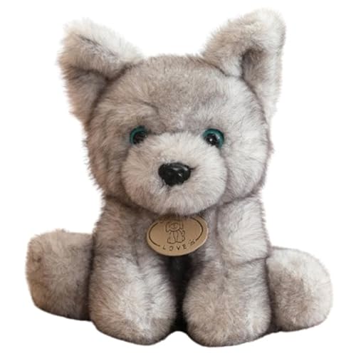 Husky Plüschtier, Weicher Kuscheliger Hund Stofftier Puppe Simulation Sitzender Welpe Plüschtier Spielzeug Geschenke Für Kinder(Gray) von KUKUShining
