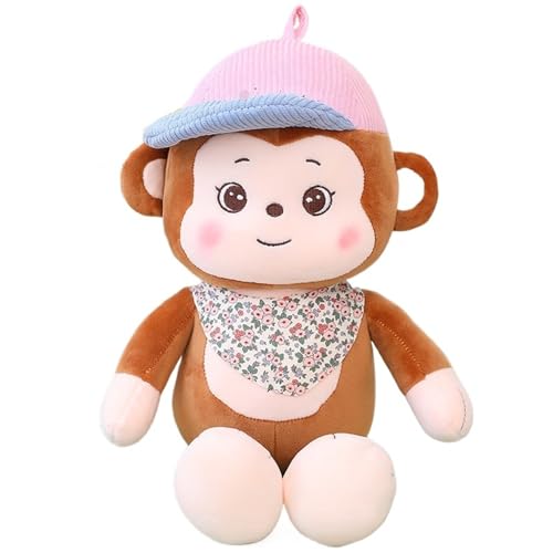 KUKUShining AFFE Plüsch, Kuschelige Stofftier Puppe Mit Hut Kuscheltier Weiches Plüschtier Spielzeug Heimdekoration Dekokissen Für Kinder Erwachsene(Orange,40cm/15.75in) von KUKUShining