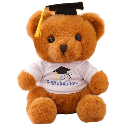 KUKUShining Abschlussbär Plüschtier, Stofftier Teddybär Puppe Mit Hut Weiches Flauschiges Plüschtier Geschenk Zur Heimdekoration(Brown) von KUKUShining