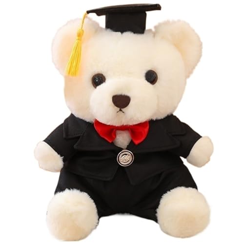 KUKUShining Abschlussbär Plüschtier, Stofftier Teddybär Puppe Mit Hut Weiches Kuscheliges Flauschiges Spielzeuggeschenke for Kinder(White) von KUKUShining