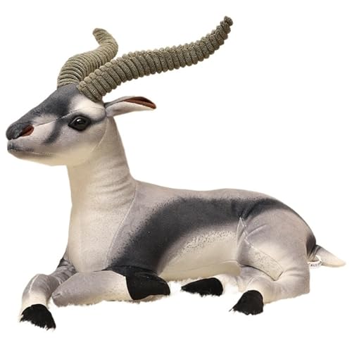 KUKUShining Antilope Plüsch, Einer Liegenden Tibetischen Antilope Stofftier Puppe Kuscheliges Wildtier Plüschtier for Die Heimdekoration(Gray) von KUKUShining