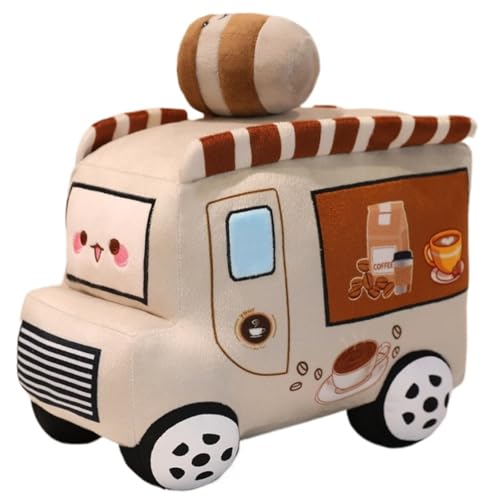 KUKUShining Auto Plüschkissen, Weiches Lustiges Food Truck Plüschkissen Verkehrsauto Puppe for Kindergeburtstagsfeiergeschenk(Brown) von KUKUShining