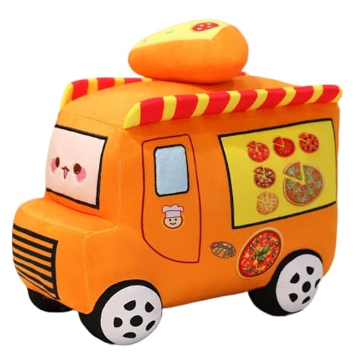 KUKUShining Auto Plüschkissen, Weiches Lustiges Food Truck Plüschkissen Verkehrsauto Puppe for Kindergeburtstagsfeiergeschenk(Orange) von KUKUShining