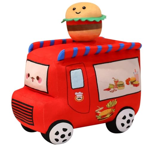 KUKUShining Auto Plüschkissen, Weiches Lustiges Food Truck Plüschkissen Verkehrsauto Puppe for Kindergeburtstagsfeiergeschenk(Red) von KUKUShining