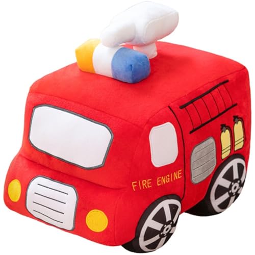 KUKUShining Auto Plüschtier, Weiches Kuscheliges Feuerwehrauto Bagger Kuscheltier Kissen Plüschtier for Kinder Geburtstagsgeschenk Jungen Und Mädchen(Red,30cm/11.81in) von KUKUShining