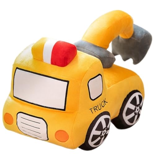 KUKUShining Auto Plüschtier, Weiches Kuscheliges Feuerwehrauto Bagger Kuscheltier Kissen Plüschtier for Kinder Geburtstagsgeschenk Jungen Und Mädchen(Yellow,40cm/15.74in) von KUKUShining