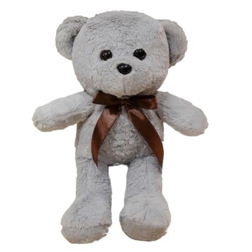 KUKUShining Bär Plüschtier Mit Fliege, Stofftierpuppen Bärenkissen Süßes Plüschtier for Geburtstag Weihnachten Valentinstag(Gray) von KUKUShining