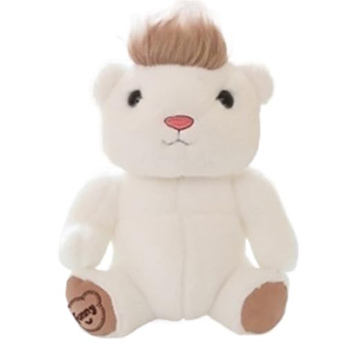 KUKUShining Bären Plüschtier, Lustiger Gedrehter Kopf Stofftierpuppen Weiches Kissen Süßes Plüschtier for Bett Sofa Kindergeschenk(White) von KUKUShining