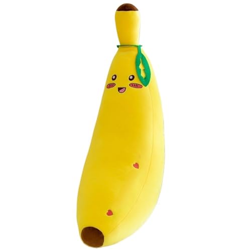 KUKUShining Banane Plüsch, Süßes Langes Kuschelkissen Kreative Puppe Weiches Obstkisten Plüschspielzeug Für Die Raumdekoration(Happy,80cm/31.5in) von KUKUShining
