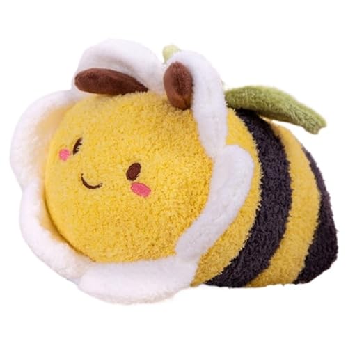 KUKUShining Biene Plüsch, Süßes Kuscheltier Puppen Wurfkissen Mit Flügeln Weiches Flauschiges Umarmungskissen Plüschspielzeug(White) von KUKUShining