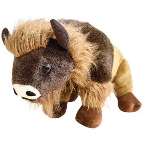 KUKUShining Bison Plüsch, Weiche Kuschelige Stofftier Puppe Realistisches Kalb Plüschtier Spielzeug Für Kinder Geburtstags (25cm/9.8in) von KUKUShining