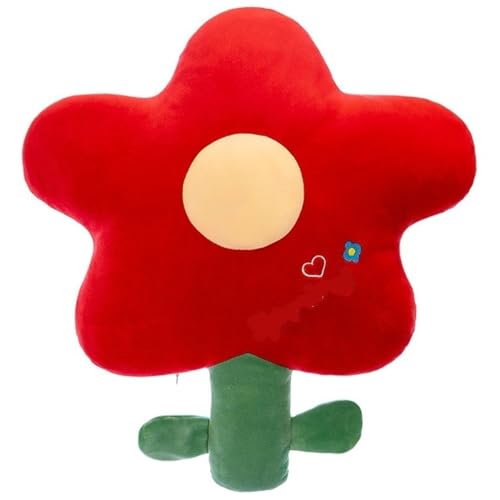 KUKUShining Blume Kissen, Süßes Bodenkissen Gefülltes Dekokissen Weiches Ausgestopftes Blumenboden Plüsch Spielzeug Sitzkissen Stuhl Sitzpolster(Red,55cm/21.65in) von KUKUShining