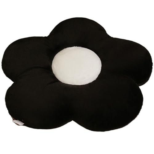KUKUShining Blumenkissen Aus Plüsch, Gänseblümchen Form Dekokissen Süßes Sitzkissen Tatami Stuhlkissen Geschenke for Die Sofadekoration Zu Hause(Black,45cm/17.7in) von KUKUShining