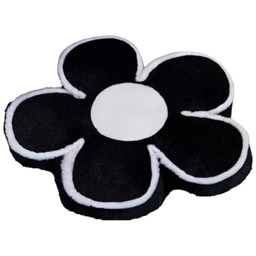 KUKUShining Blumenkissen Plüsch, Sitzkissen Weiches Blume Bodenkissen Stuhlkissen Wurfkissen Dekorative Blumenförmige Plüschtier Spielzeug Für Sofa(Black) von KUKUShining
