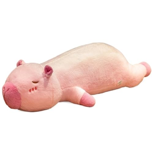 KUKUShining Capybara Plüsch, Weiches Süßes Kuscheltier Langes Umarmungskissen Kawaii Flauschiges Kissen Plüschpuppe Geschenk for Kinder(Pink,80cm/31.5in) von KUKUShining
