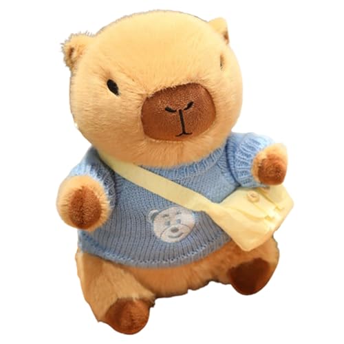Capybara Plüschtier, Das Kleidung Trägt Weiches Kuscheltier Mit Tasche Cartoon Teddypuppe Spielzeug Stofftiere Schlafkissen for Weihnachten(Blue) von KUKUShining