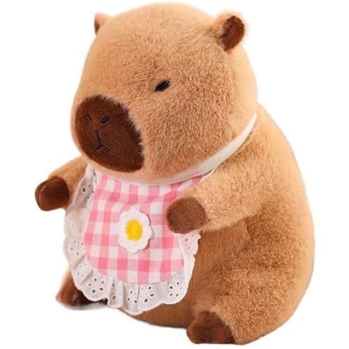 KUKUShining Capybara Plüschtier, Kuschelig Mit Lätzchen Stofftierpuppen Weiches Kissen Süßes Plüschtier for Kinder Geburtstagsgeschenk(Pink,40cm/15.7in) von KUKUShining