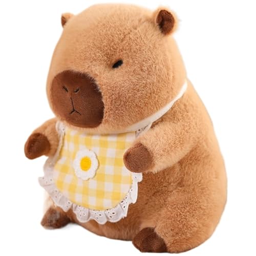 KUKUShining Capybara Plüschtier, Kuschelig Mit Lätzchen Stofftierpuppen Weiches Kissen Süßes Plüschtier for Kinder Geburtstagsgeschenk(Yellow,40cm/15.7in) von KUKUShining