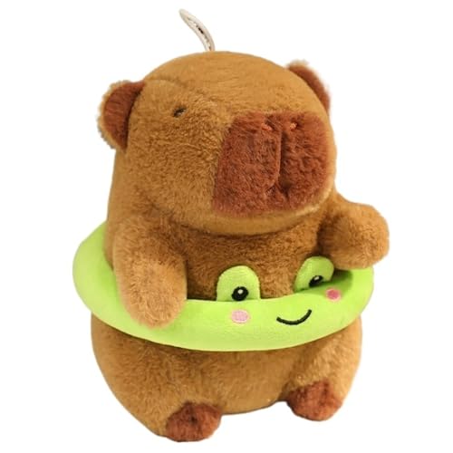 KUKUShining Capybara Plüschtier, Kuschelige Stofftier Puppe Mit Zubehör Braunes Capybara Plüschtier Spielzeug Geschenke Für Kinder(Green) von KUKUShining
