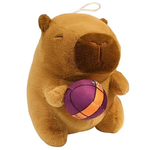 KUKUShining Capybara Plüschtier, Kuschelige Stofftier Puppe Mit Zubehör Braunes Capybara Plüschtier Spielzeug Geschenke Für Kinder(Purple) von KUKUShining