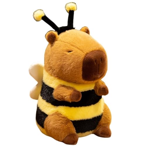 KUKUShining Capybara Plüschtier, Kuscheltierpuppen Mit Bienenkopfschmuckflügeln Weiches Capybaras Kissen Süßes Plüschtier for Kinder(33cm/12.99in) von KUKUShining