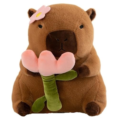 KUKUShining Capybara Plüschtier, Oster Capybaras Stofftierpuppe Mit Kaninchenmütze Kuschelkissen Plüschtier Geschenk Für Kinder Mädchen(Brown,50cm/19.8in) von KUKUShining