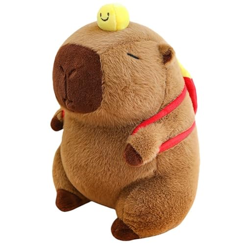 KUKUShining Capybara Plüschtier, Süße Capybaras Stofftier Puppe Mit Tischtennis Rucksack Plüschtier Dekokissen Geschenk Für Kinder Mädchen(45cm/17.7in) von KUKUShining
