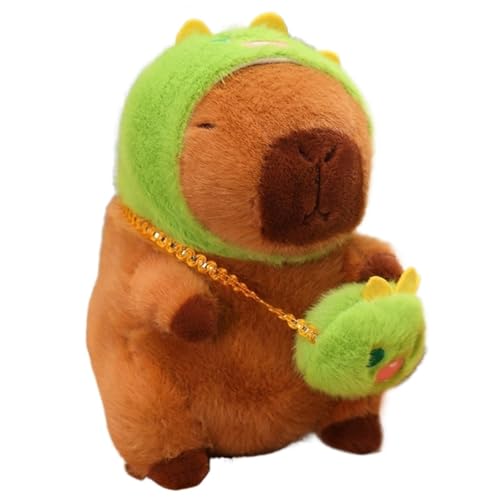 KUKUShining Capybara Plüschtier, Süße Capybaras Stofftier Puppen Mit Rucksack Weiche Umarmungskissen Plüsch Spielzeug Geschenk Für Kinder(Dinosaur) von KUKUShining