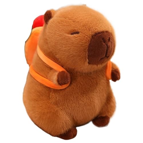 KUKUShining Capybara Plüschtier, Süße Capybaras Stofftier Puppen Mit Rucksack Weiche Umarmungskissen Plüsch Spielzeug Geschenk Für Kinder(Hotdog) von KUKUShining