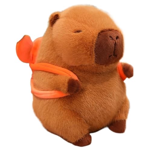 KUKUShining Capybara Plüschtier, Süße Capybaras Stofftier Puppen Mit Rucksack Weiche Umarmungskissen Plüsch Spielzeug Geschenk Für Kinder(Lobster) von KUKUShining