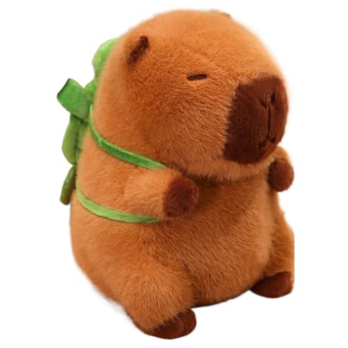 KUKUShining Capybara Plüschtier, Süße Capybaras Stofftier Puppen Mit Rucksack Weiche Umarmungskissen Plüsch Spielzeug Geschenk Für Kinder(Turtle) von KUKUShining