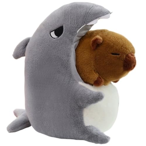 KUKUShining Capybara Plüschtier, Weich Und Kuschelig Mit Krokodil Haifischmaul Stofftier Plüschkissen Puppe for Kinder Geschenkparty(Shark,55cm/21.7in) von KUKUShining