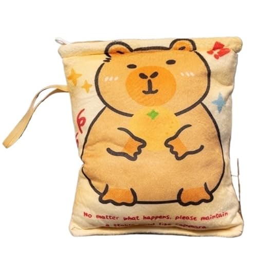 KUKUShining Capybara Plüschtier, Weicher Snackbeutel Mit 4 Kleinen Puppen Kuscheltier-Plüschkissen for Kinder Kissendekor(Persimmon) von KUKUShining