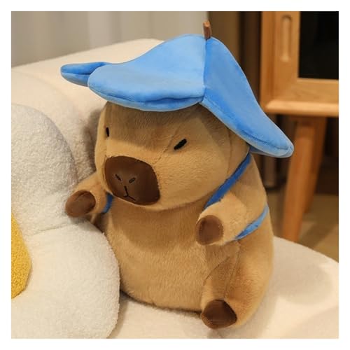 KUKUShining Capybara Plüschtier, Weiches Süßes Stofftier Kissen Puppe Mit Hüten Rucksäcken Cartoon Plüschtier for Kinder Jungen Mädchen(Blue,30cm/11.8in) von KUKUShining