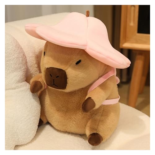 KUKUShining Capybara Plüschtier, Weiches Süßes Stofftier Kissen Puppe Mit Hüten Rucksäcken Cartoon Plüschtier for Kinder Jungen Mädchen(Pink,20cm/7.8in) von KUKUShining