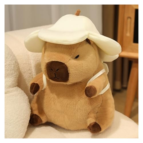 KUKUShining Capybara Plüschtier, Weiches Süßes Stofftier Kissen Puppe Mit Hüten Rucksäcken Cartoon Plüschtier for Kinder Jungen Mädchen(White,30cm/11.8in) von KUKUShining