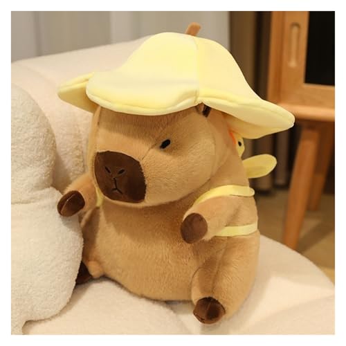 KUKUShining Capybara Plüschtier, Weiches Süßes Stofftier Kissen Puppe Mit Hüten Rucksäcken Cartoon Plüschtier for Kinder Jungen Mädchen(Yellow,20cm/7.8in) von KUKUShining