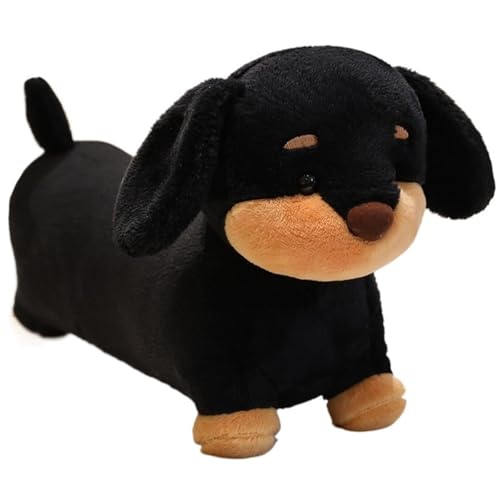 KUKUShining Dackel Plüsch, Weiche Kuschelige Stofftier Puppen Flauschiges Hundeplüschtier Spielzeug Geschenke Für Kinder Erwachsene(Black,28cm/11.02in) von KUKUShining
