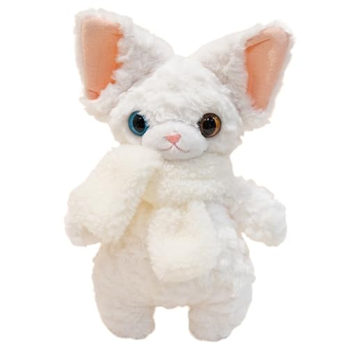 KUKUShining Devon Rex Plüsch, Süße Katze Stofftier Puppe Mit Schal Kätzchen Plüsch Spielzeug Geburtstagsgeschenke Für Kinder Mädchen Jungen(White) von KUKUShining